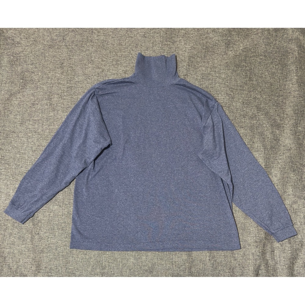 Basic Editions Mens XL Turtleneck Shirt Blue Long Sleeve Cotton Blend